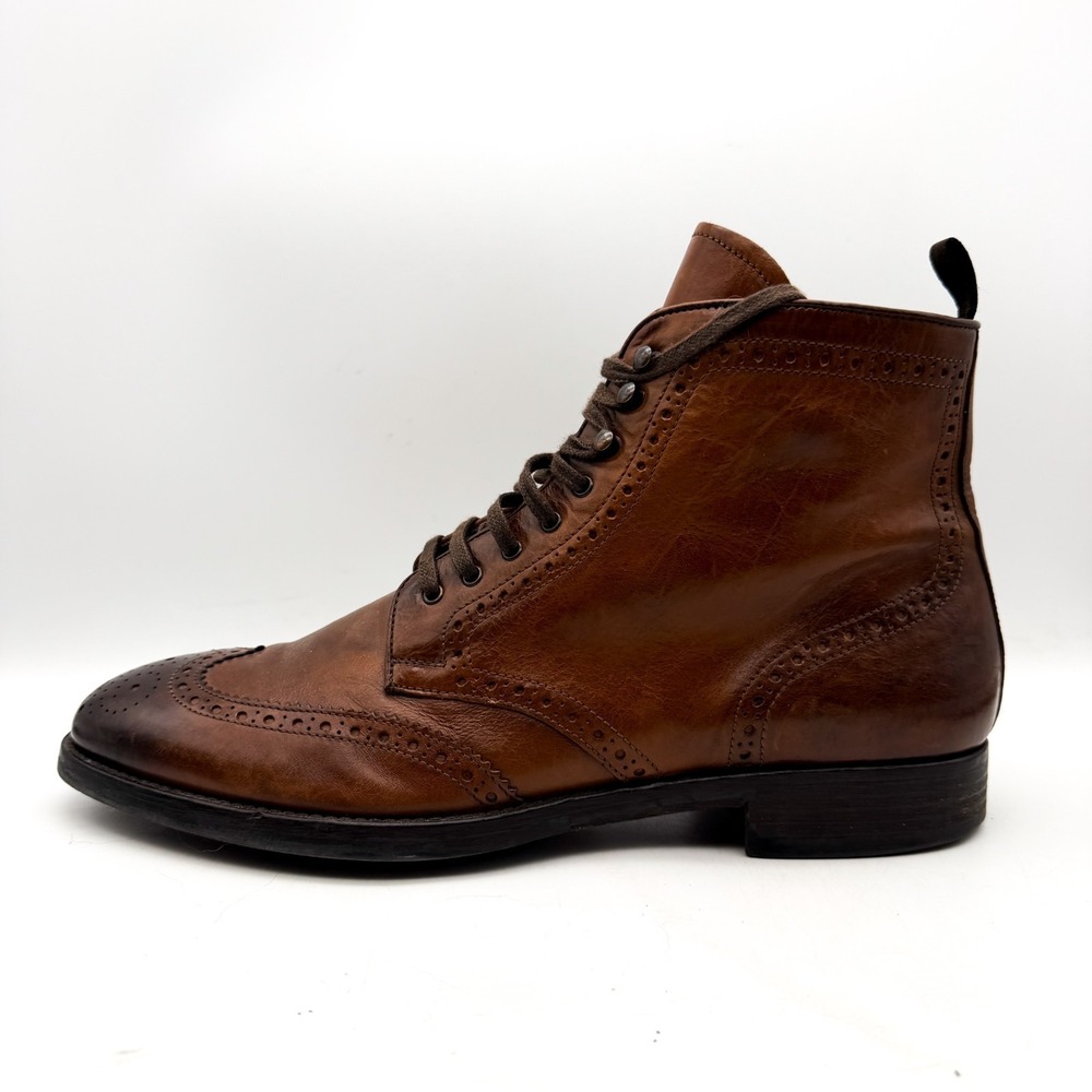 TO BOOT NEW YORK Ankle Boots Shoes Ombre Brown Wingtip Leather ITALY Size 10.5 - Picture 5 of 10